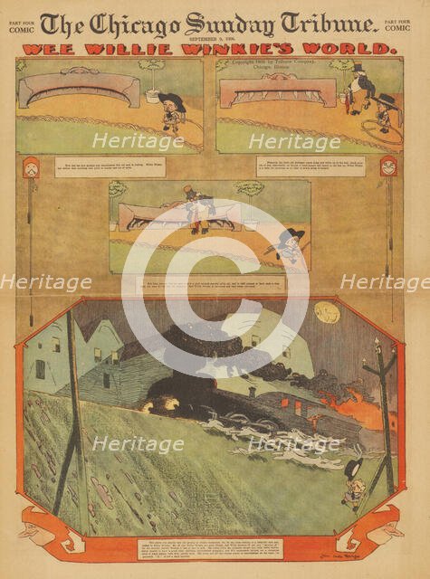Comic strips from the series Wee Willie Winkie's World. Chicago Tribune, 1906-1907. Creator: Feininger, Lyonel (1871-1956).