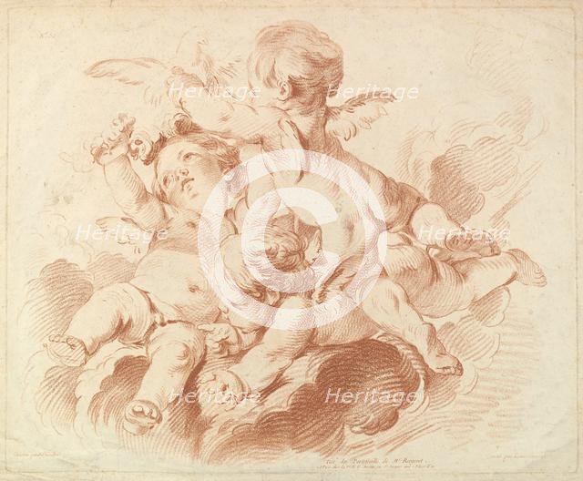 L'Air (The Air): A Group of Three Putti on Clouds, 18th century. Creator: Louis Marin Bonnet.