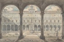 Cloister of the Certosa di San Martino, Naples, ca.1777-1779. Creator: Louis Jean Desprez.