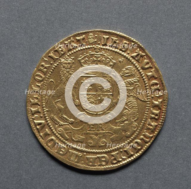 Sovereign of Twenty Shillings (reverse), 1550-1553. Creator: Unknown.