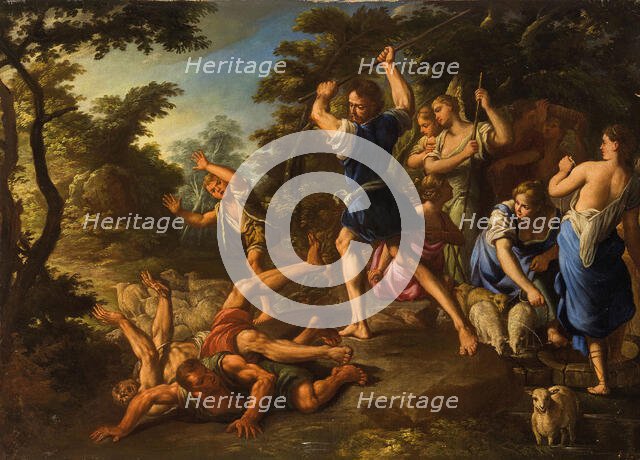 Moses defending the Daughters of Jethro, Second Half of the 17th cen.. Creator: Vaccaro, Nicola (1637-1717).