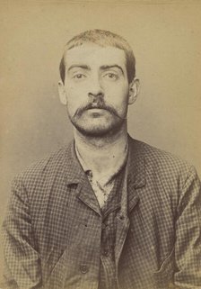 Billot. Jean. 23 ans, né le 23/1/71 à Bourges (Cher). Tireur en barre. Anarchiste. 1/7/94. , 1894. Creator: Alphonse Bertillon.
