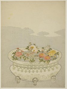 Chrysanthemums and the Rising Moon, c. 1766. Creator: Suzuki Harunobu.
