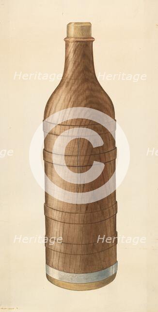 Wooden Wine Bottle, c. 1938. Creator: Wilbur M Rice.