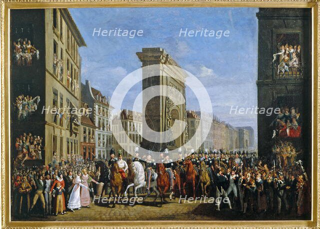 Passage of allied sovereigns on boulevard Saint-Denis, April 10, 1814, 1815. Creator: Jean Zippel.