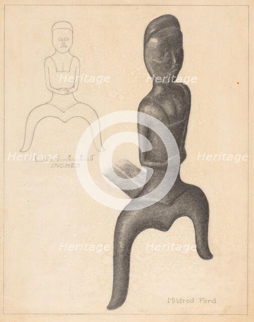 Andiron (one of pair), c. 1936. Creator: Mildred Ford.