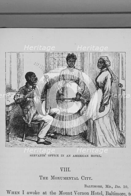 Servants' office in  an American hotel; [Mount Vernon Hotel, Baltimore, MD], 1882. Creator: Unknown.