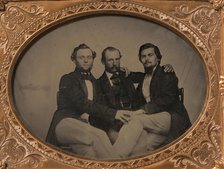 Three Seated Men with Arms Around Each Other, 1860s. Creator: Unknown.