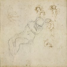 Recto: Eight Figure Studies. Verso: Figure Study, c1490-1560. Artist: Michelangelo Buonarroti.