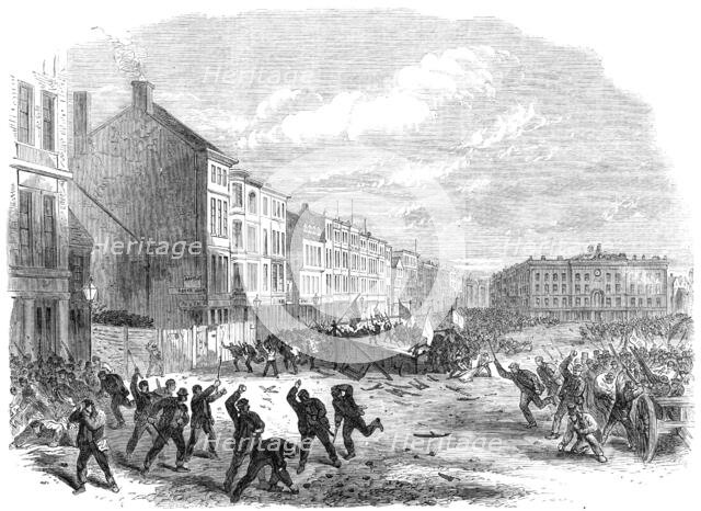 The Election Riot in the Great Market-Place at Nottingham, 1865. Creator: Unknown.