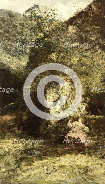 Figures near a Fountain, c.1870-c.1886. Creator: Adolphe Monticelli.
