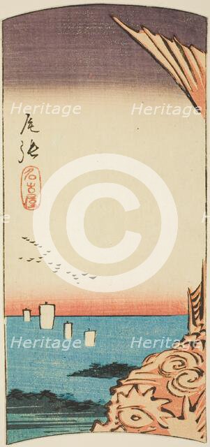 Nagoya in Owari Province, section of sheet no. 4 from the series "Cutout Pictures of the..., 1852. Creator: Ando Hiroshige.