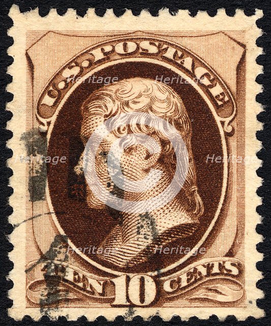 10c Thomas Jefferson single, 1879. Creator: Unknown.