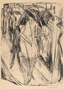 Lady in the Rain, 1914. Creator: Ernst Kirchner.