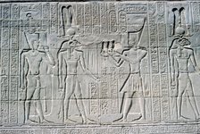 Relief of the Pharaoh before Knum, Temple of Khnum, Ptolemaic & Roman Periods. Artist: Unknown