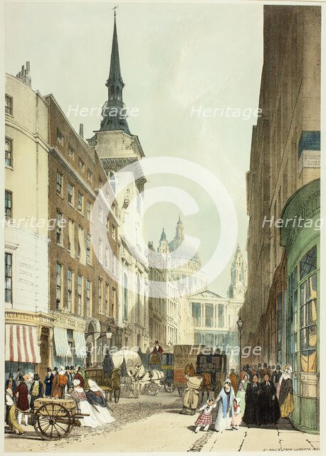St. Paul's from Ludgate Hill, plate 24 from Original Views of London as It Is, 1842. Creator: Thomas Shotter Boys.