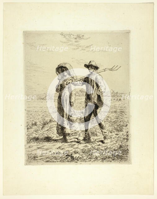 Peasants Going to Work, 1863. Creator: Jean Francois Millet.