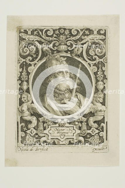 Hector of Troy, plate one from The Nine Worthies, 1594, reworked second state. Creator: Nicolaes de Bruyn.