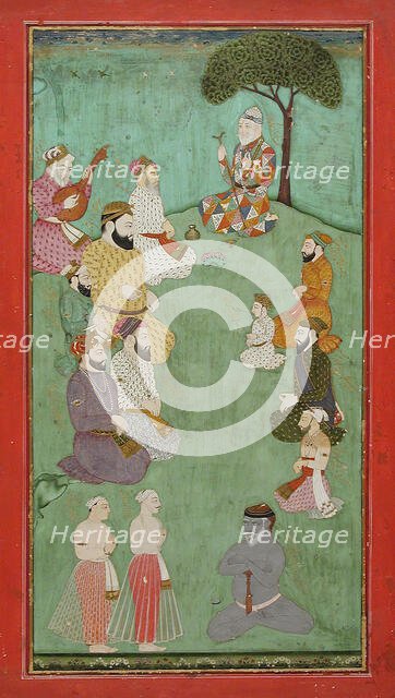 Imaginary Meeting of Guru Nanak, Mardana Sahab, and Other Sikh Gurus, c1780. Creator: Unknown.