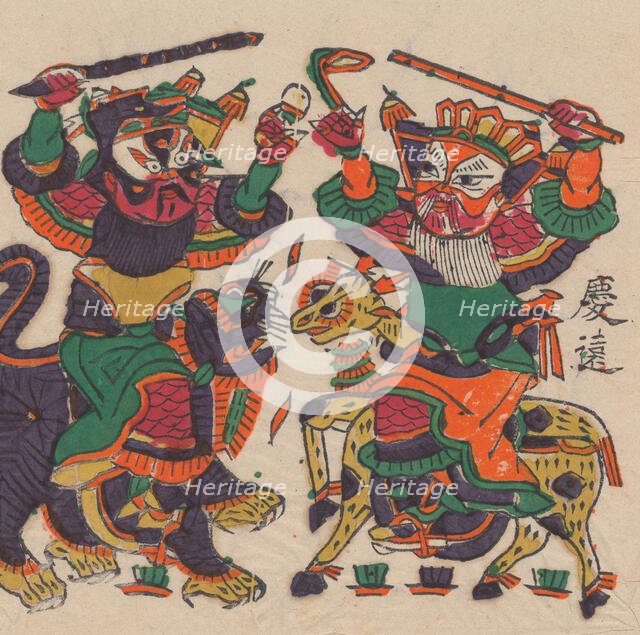 One hundred thirty-five woodblock prints including New Year's pictures (nianh..., 19th-20th century. Creator: Unknown.
