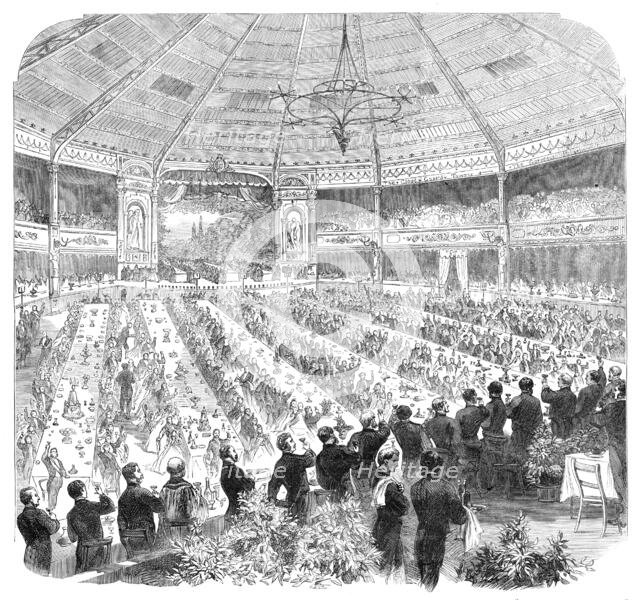 The Shakspeare Commemoration: banquet in the pavilion, Stratford-on-Avon...Earl of Carlisle..., 1864 Creator: Unknown.