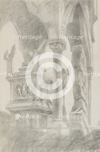 Study of the Tomb of Mastino II della Scala at Verona, c1869.   Artist: John Ruskin.