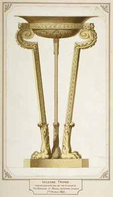 Incense tripod used on London Bridge, 1863. Artist: Anon