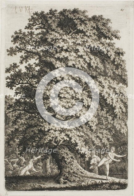 Woman Fleeing from a Man Holding a Lance in the Forest, 1796/1800. Creator: Carl Wilhelm Kolbe the elder.