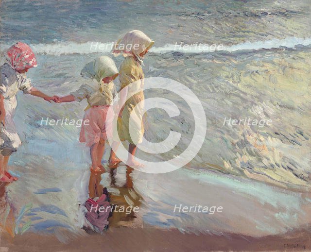 The three sisters on the beach, 1908. Creator: Sorolla y Bastida, Joaquín (1863-1923).