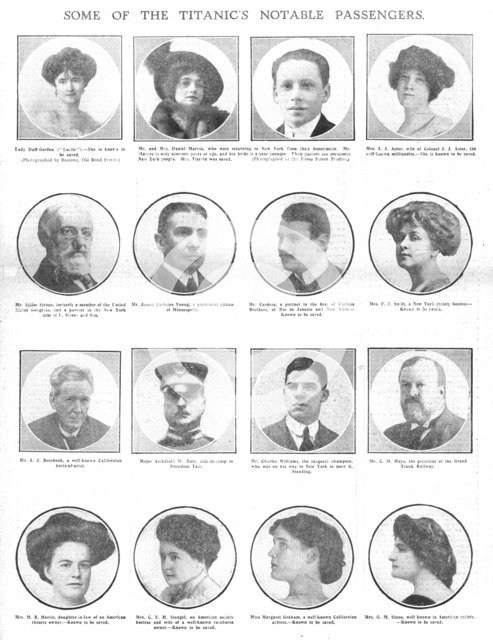 'Some of the Titanic's Notable Passengers', April 20, 1912. Creator: Unknown.