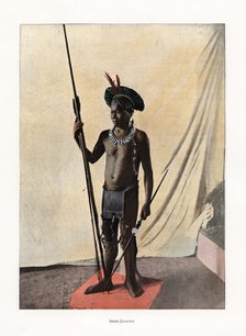Jauapiry Indian with weapons, Brazil, 19th century. Artist: Unknown