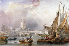 View of the River Thames and water craft below London Bridge, c1825. Artist: Anon