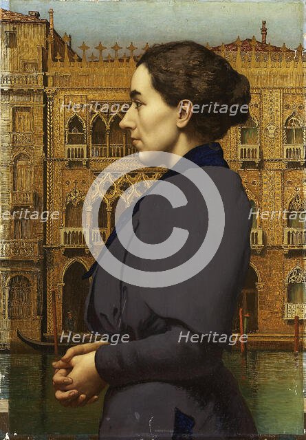 Portrait of Anna Cossmann before Ca d’Oro in Venice, 1894. Creator: Karl von Pidoll.