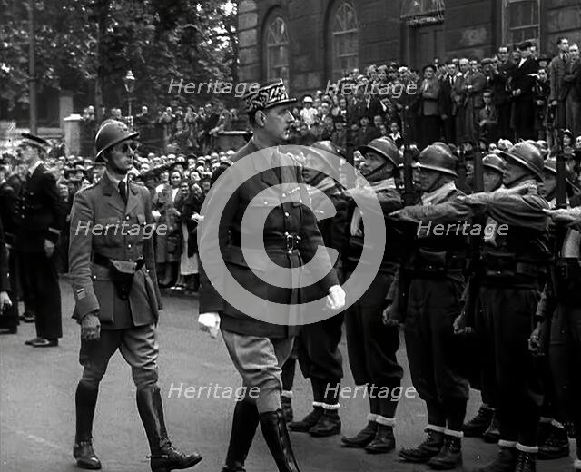 Charles de Gaulle Inspecting Soldiers, 1941. Creator: British Pathe Ltd.