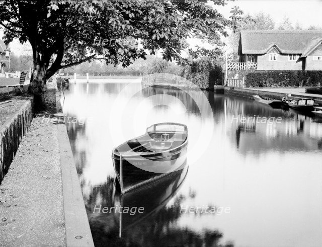 Boat moored on the River Thames, Oxfordshire, c1860-c1922. Artist: Henry Taunt.