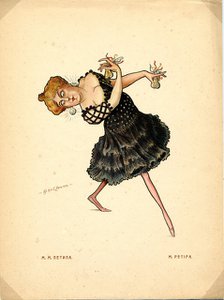 Ballet dancer Marie Petipa (From: Russian Ballet in Caricatures), 1902-1905. Artist: Legat, Nikolai Gustavovich (1869-1937)