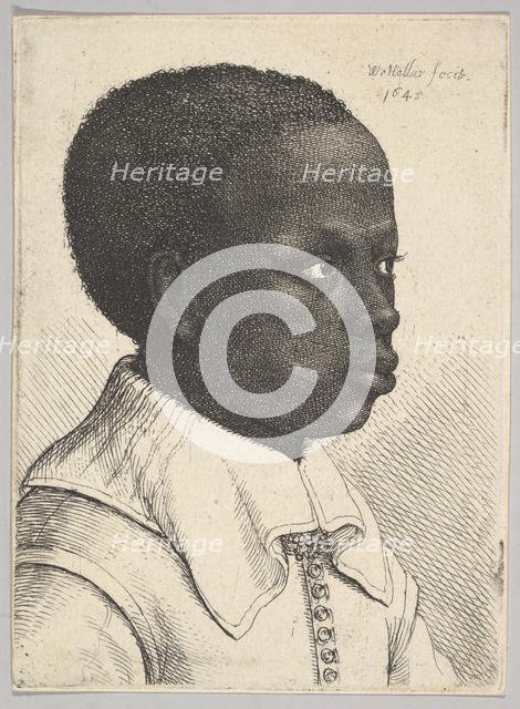 Head of a young black boy in profile to right, 1645. Creator: Wenceslaus Hollar.
