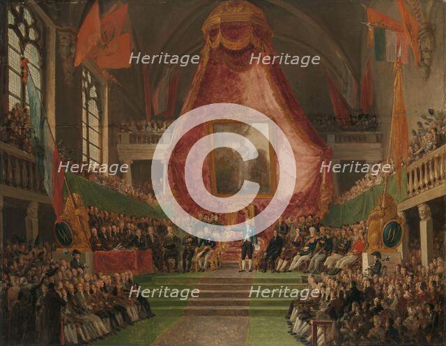 The Solemn Inauguration of University of Ghent by the Prince of Orange in the Throne Room of the Tow Creator: Mathieu Van Brée.
