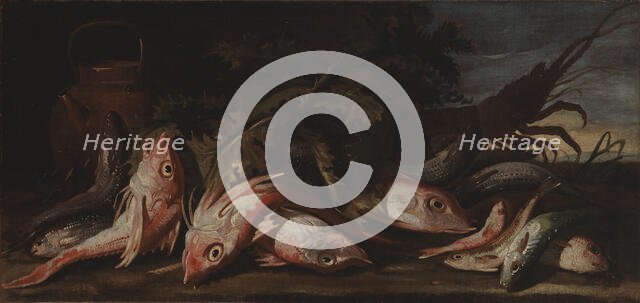 Still life with fish, 1654-1695. Creator: Giuseppe Recco.