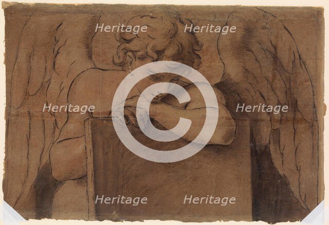 Cartoon Fragment for Adolescent Angel Leaning on a Tablet or Closed Book, ca. 1690-95. Creator: Marc Antonio Franceschini.