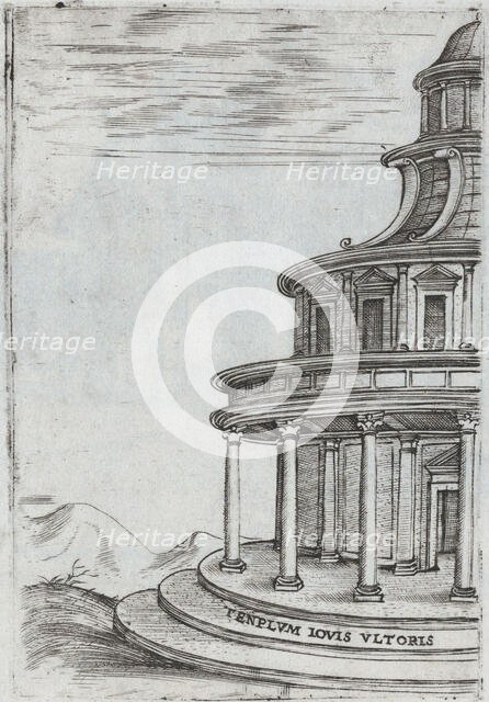 Teatrum Bordeos [Transitorium Caesaris in later editions], from a Series of..., Plate ca. 1530-1550. Creator: Master GA.