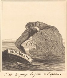 C'est dangereux, la pêche à l'épervier, 1872. Creator: Honore Daumier.