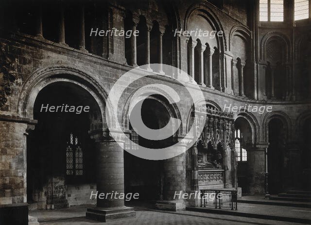 The church of St Bartholomew the Great: interior view showing a corner of the ground floor, 1902. Creator: Rev CF Fison.