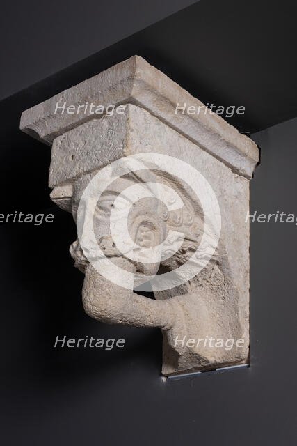 Corbel with Animal Mask with Teeth Fastened on Human Leg from the Monastery Church of... Creator: Unknown.