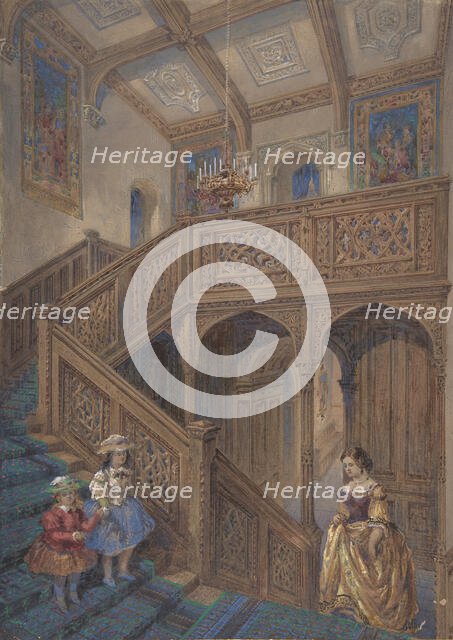 Design for a Jacobean-style Staircase (recto); Architectural Element Design (verso), ca. 1867. Creator: Matthew Digby Wyatt.