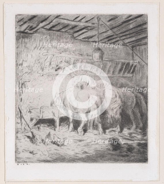 Stable, 1848. Creator: Charles Emile Jacque.