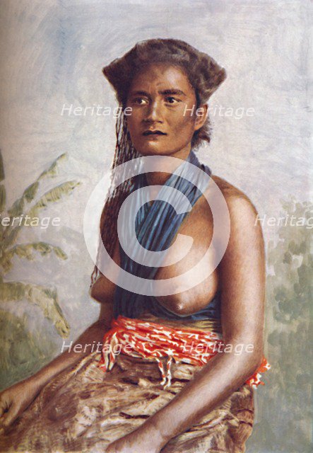 A woman of Fiji in native dress, 1902. Artist: Josiah Martin.