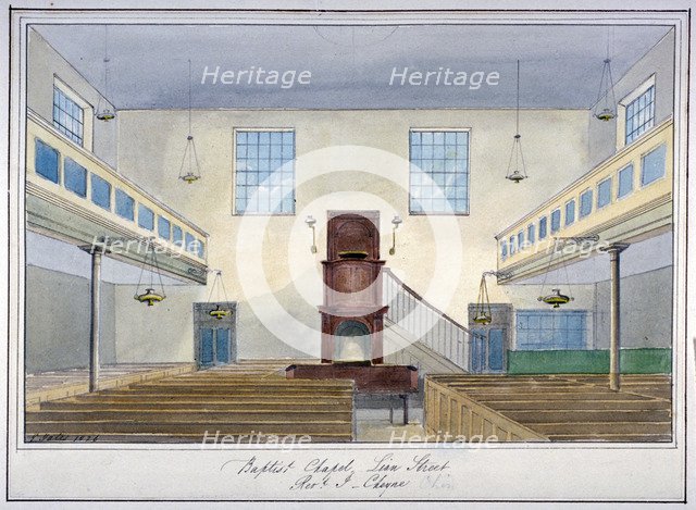 Inteiror view of Lion Street Baptist Chapel, off New Kent Road, Southwark, London, 1826. Artist: G Yates