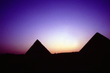 Pyramids of Giza, Egypt, at sunset, c26th century BC. Artist: Unknown