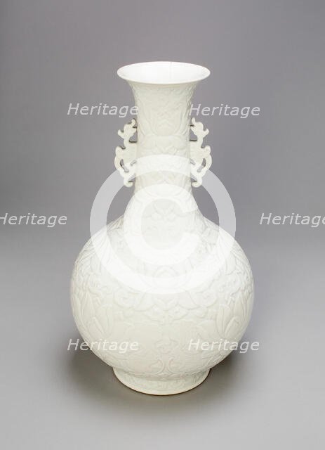Bottle-Shaped Vase with Dragon Handles..., Ming dynasty or Qing dynasty, c.late 17th/18th cent. Creator: Unknown.